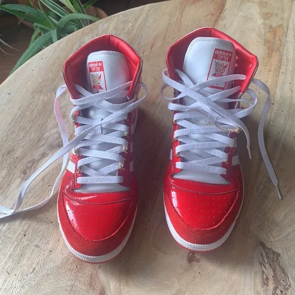 ADIDAS Top Ten RB Better Scarlet sneakers w/velour and patent leather - Size 9 - Picture 7 of 13